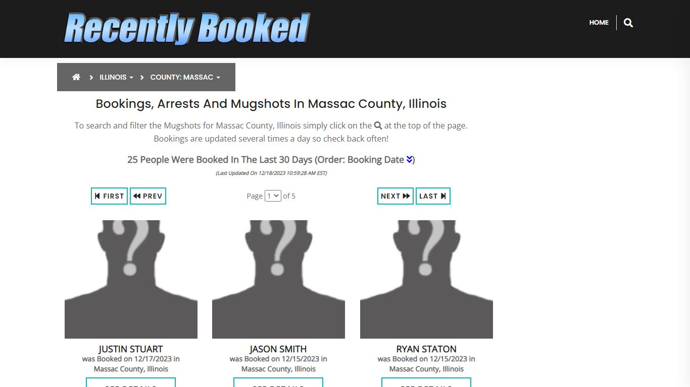 Recent bookings, Arrests, Mugshots in Massac County, Illinois